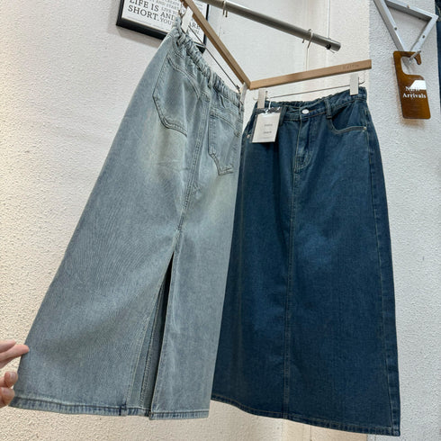 Mid-Length Back Slit Skirts